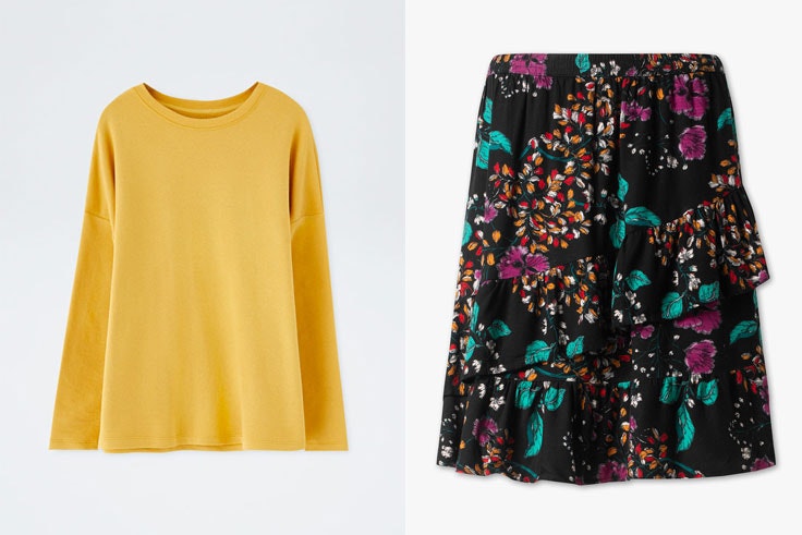 collage-vintage-sudadera-amarilla-falda-flores-look-deportivo