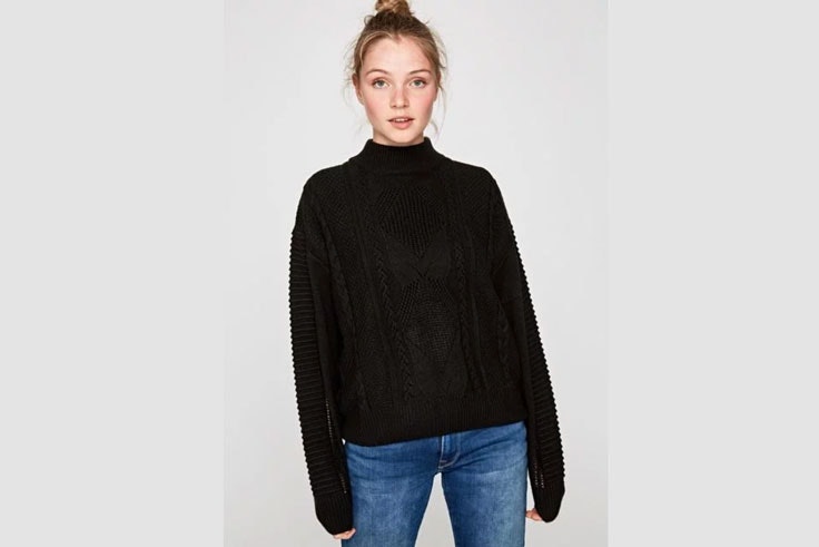 black-friday-jersey-de-punto-negro-cuello-pepe-jeans