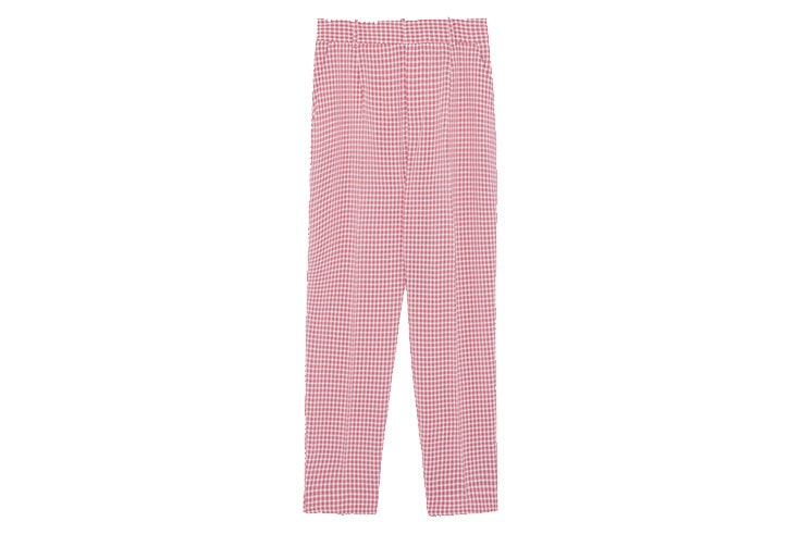 Traje-rosa-de-cuadros-vichy-de-Zara-pantalón