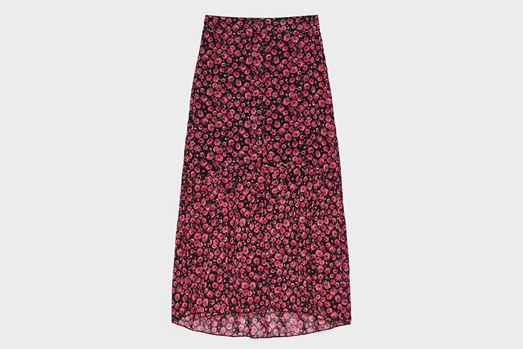 faldas midi estampado flores rosa colección otoño 2019 bershka
