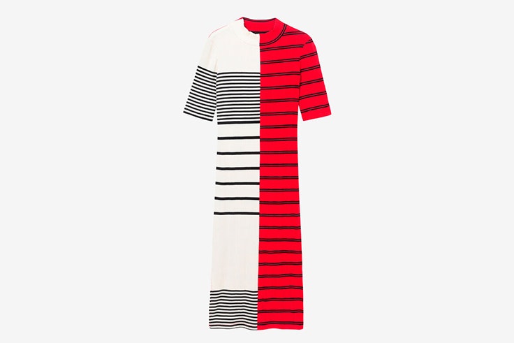 vestido rayas blanco rojo desigual