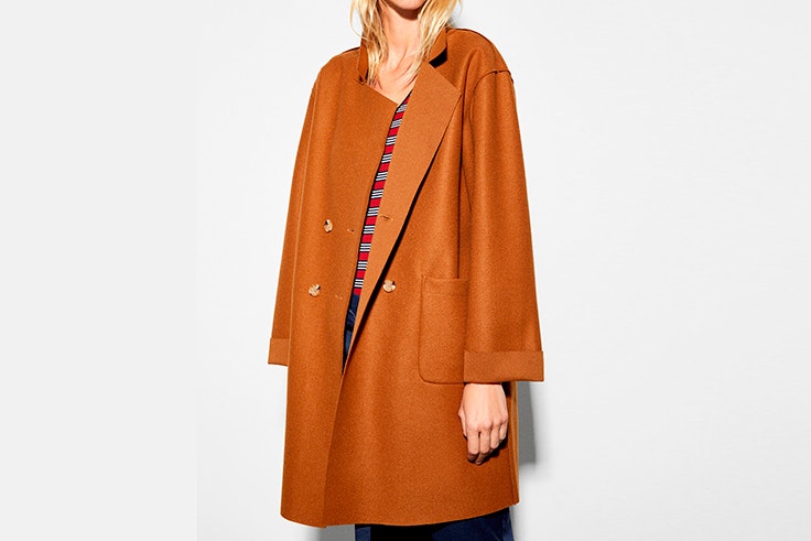 abrigo color marron cortefiel