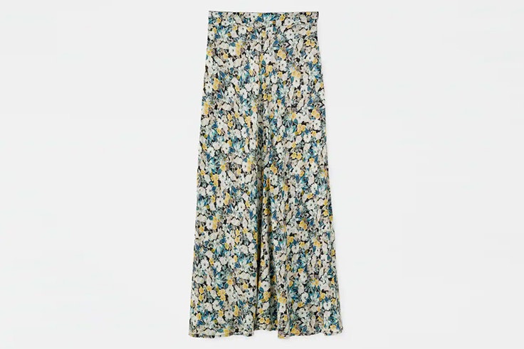 falda midi estampada flores pull and bear