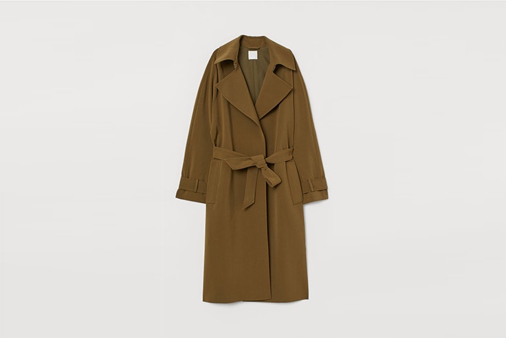 gabardina fluida verde caqui hym cris calatrava