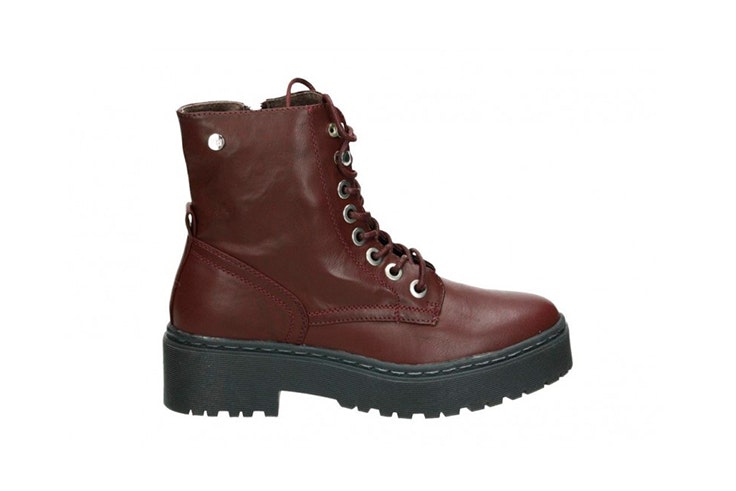 Botines con plataforma en color granate de la zapatería Loogo