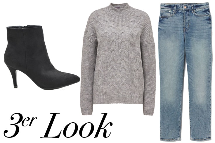 Botines en color negro de Tino González: , Jersey gris de C&A: , Pantalón vaquero recto de H&M: