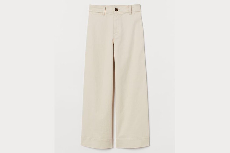 Pantalón ancho de tiro alto en color beige de H&M