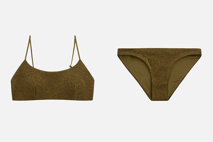 bikinis de oysho Bikini verde kaki con brillo