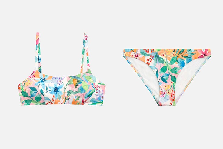 Bikini con estampado de flores en tonos pastel