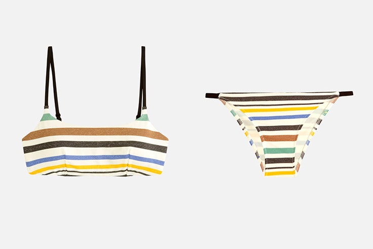 Bikini con estampado de rayas de colores