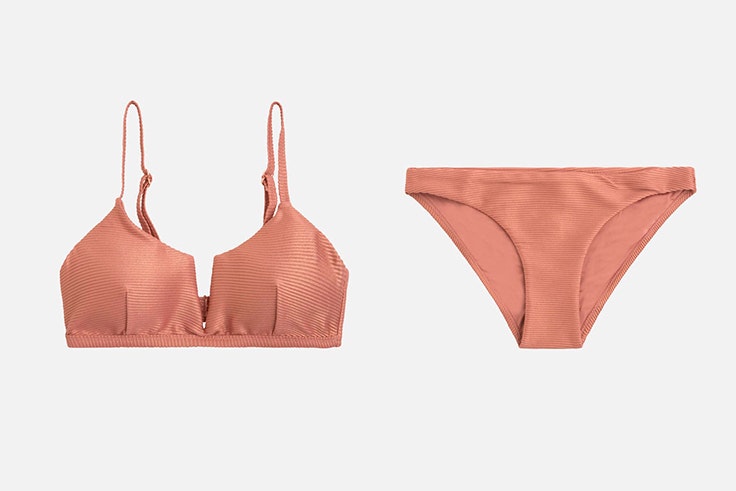 Bikini cobre rosa con detalle de rayas