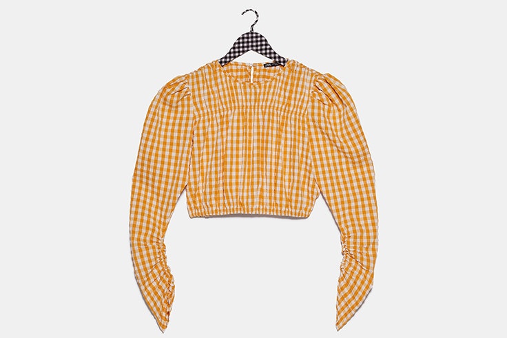 cuerpo Blusa de cuadros vichy en color naranja de Zara