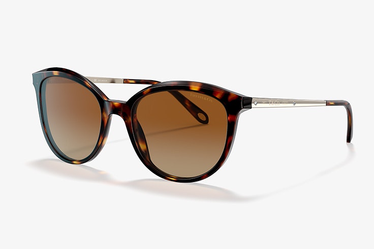 Gafas de sol de acetato marrón y metal dorado de Tiffany & Co sunglass hut