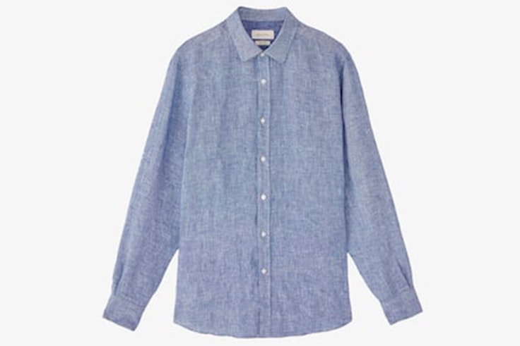 Camisa de lino en color azul de Massimo Dutti