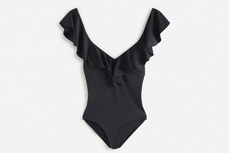 Bañador negro con volantes de Oysho