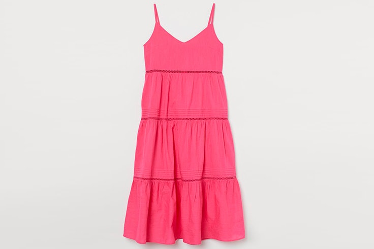 Vestido de tirantes rosa fucsia de H&M