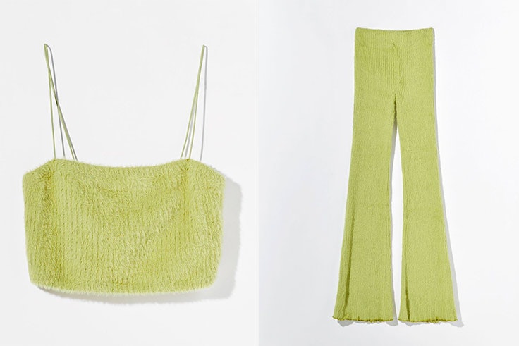 Conjunto de punto en color verde de Bershka