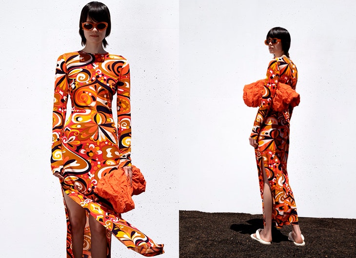 tendencias para verano 2021 Vestido con estampado psicodélico de Zara tendencia setentas