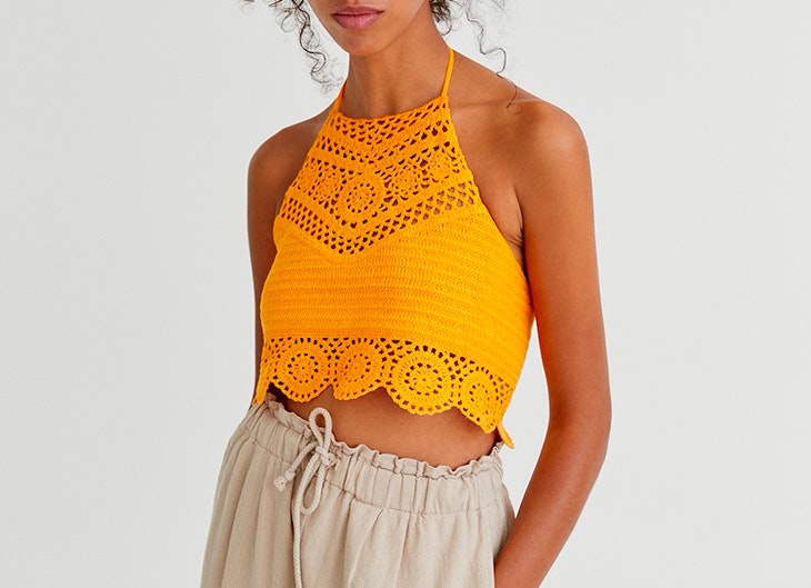 Top de crochet de Pull & Bear en color naranja