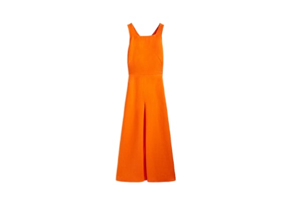 Vestido lino espalda cruzada, Massimo Dutti.