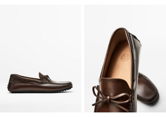 Mocasín piel lazada, Massimo Dutti.