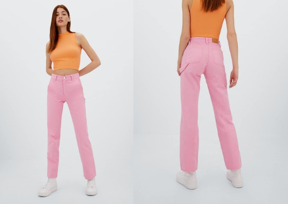 Pantalón cargo rosa, Stradivarius.