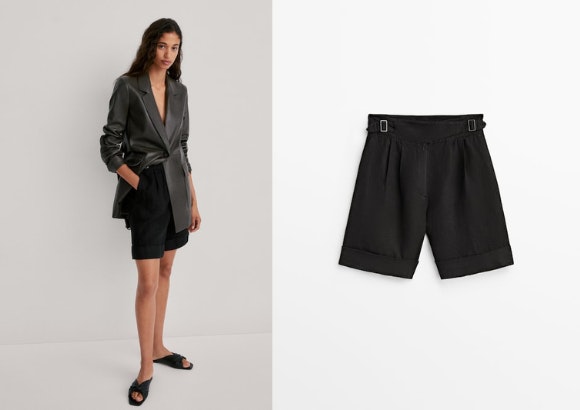 Bermuda lino con hebillas de Massimo Dutti
