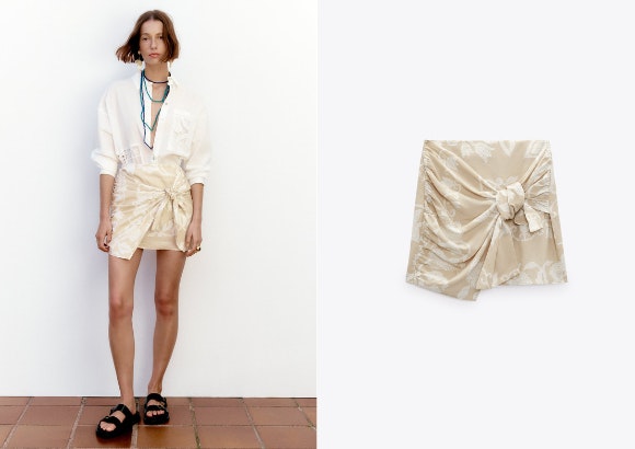 Falda estampada nudo de Zara