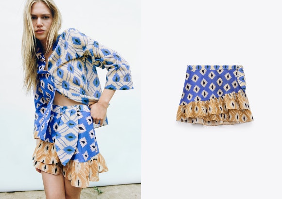 Falda pareo estampado de Zara