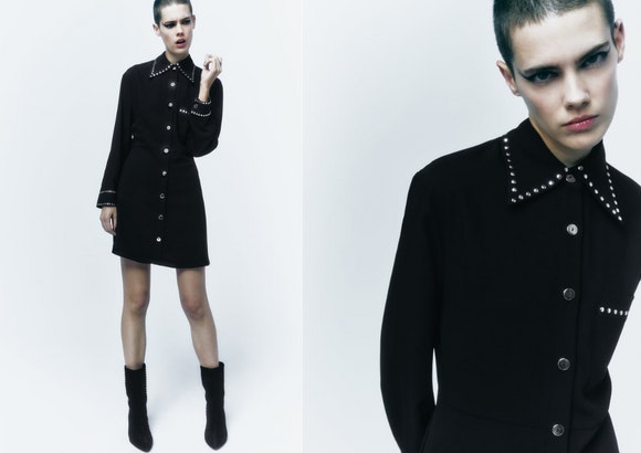 Vestido camisero tachas de Zara