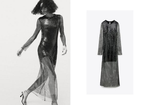 Vestido semitransparente lentejuelas de Zara
