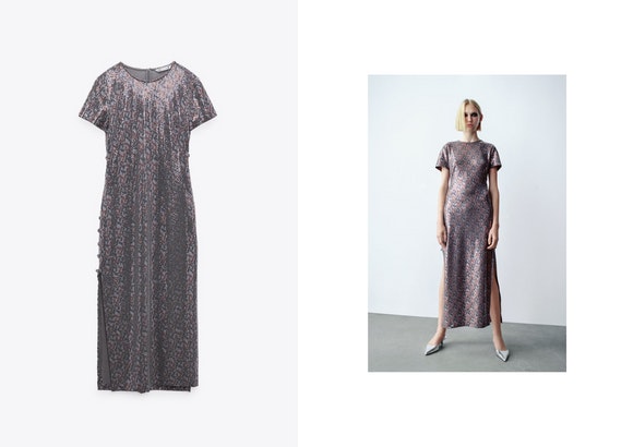 Vestido lentejuelas cut out de Zara