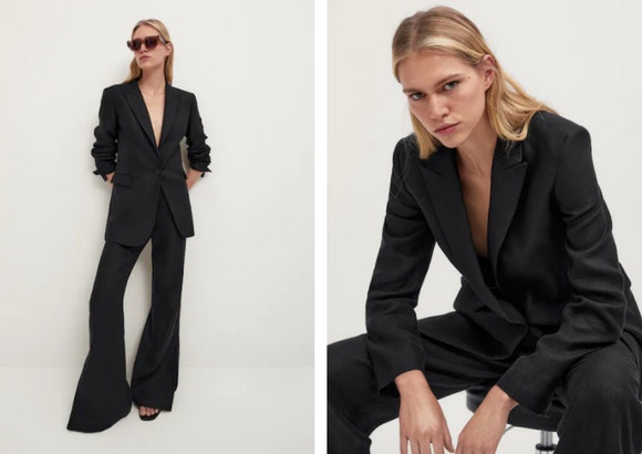 Americana negra lino 100% de Massimo Dutti