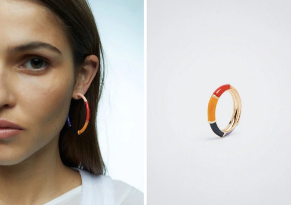 Aros y anillo multicolor esmaltados de Parfois