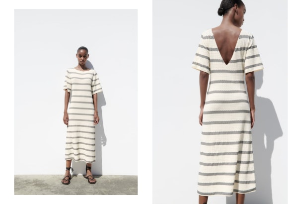 VESTIDO PUNTO RAYAS de Zara