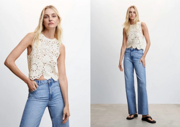 Top crop crochet de Mango